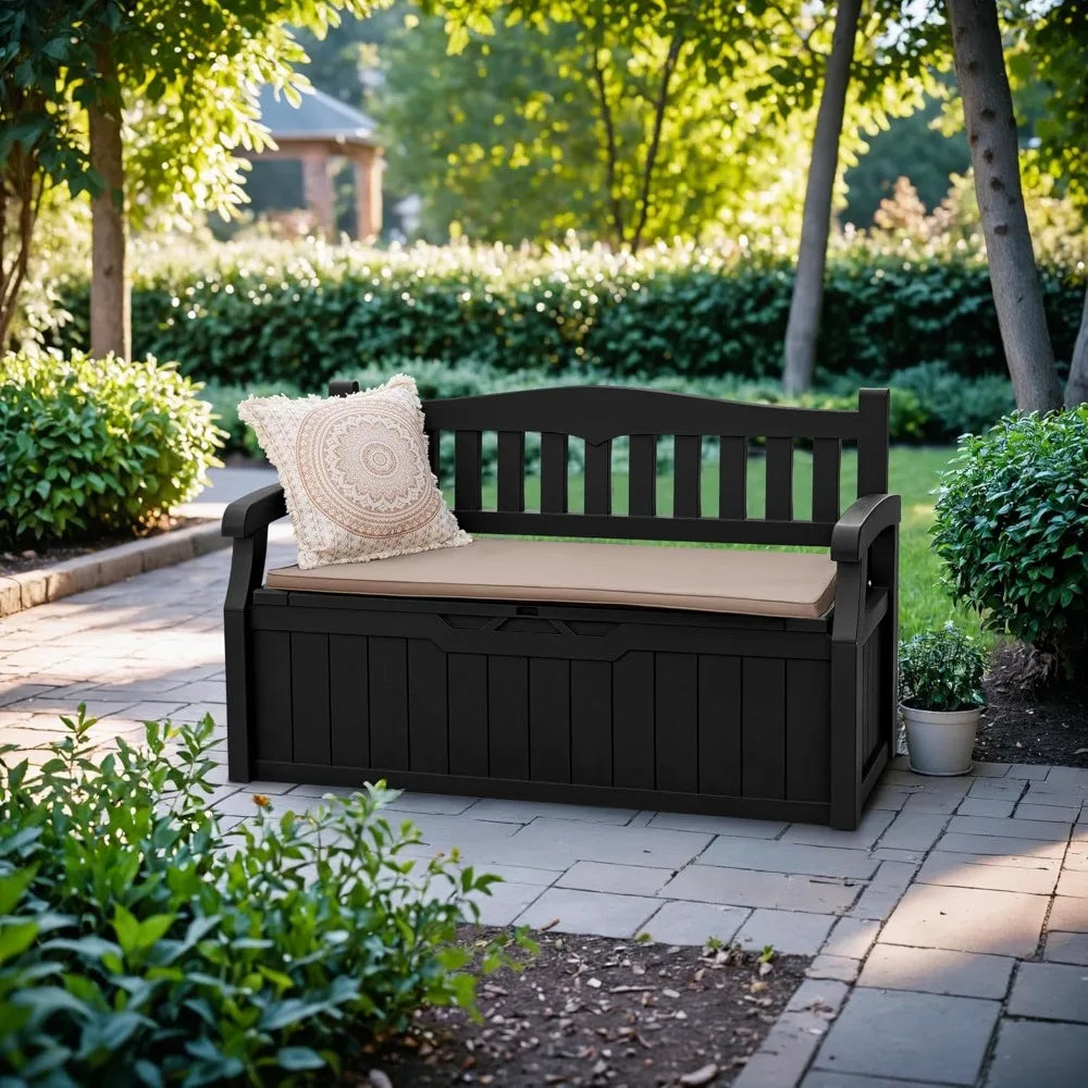 80-Gallon Black Lockable Deck Storage Bench