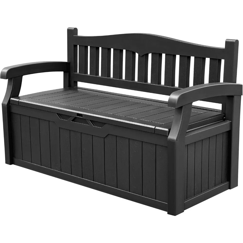 80-Gallon Black Lockable Deck Storage Bench