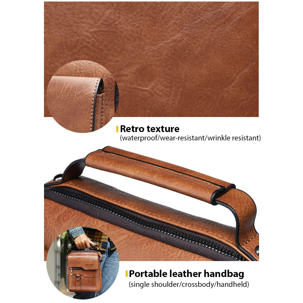 Men’s PU Leather Crossbody Messenger Bag for 9.7" iPad