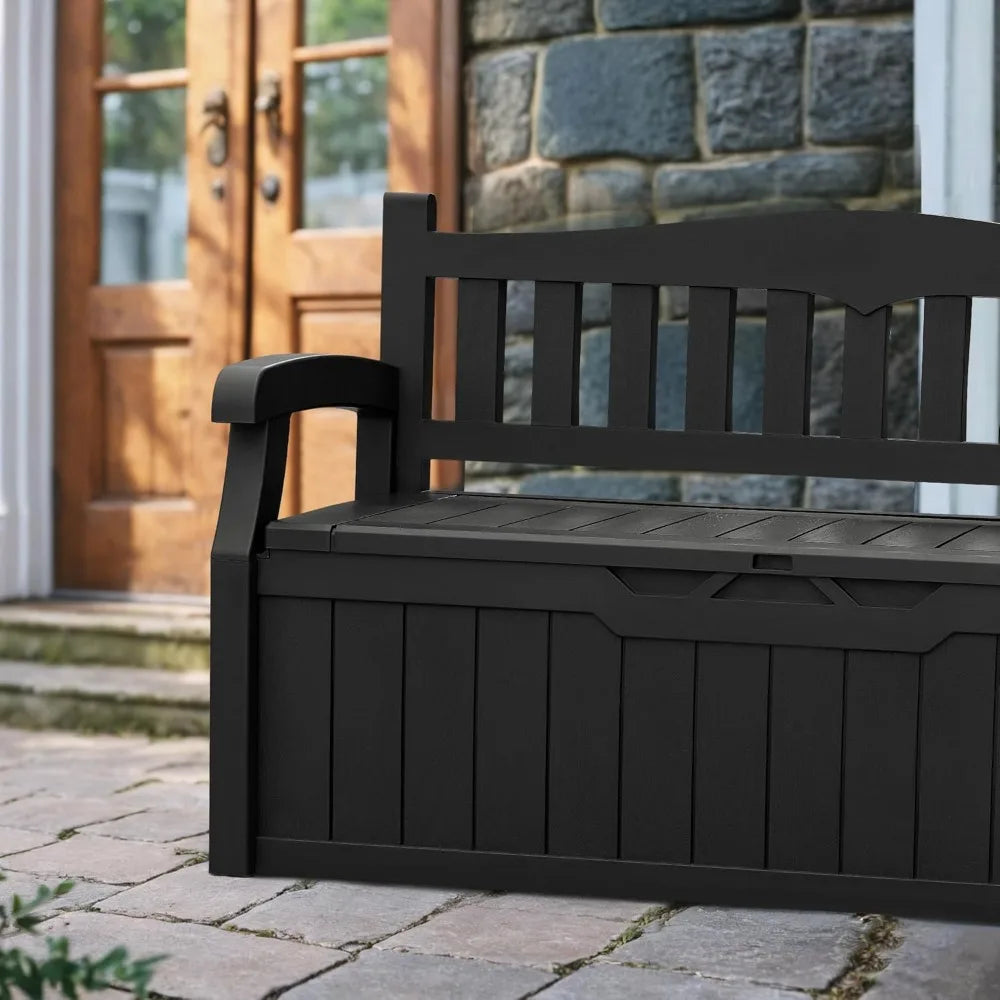 80-Gallon Black Lockable Deck Storage Bench