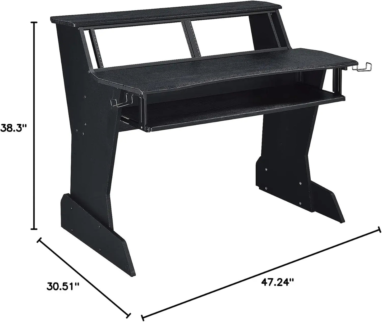 BE200 Series Music Studio Desk Workstation with 2 x 4U Rack (Black)