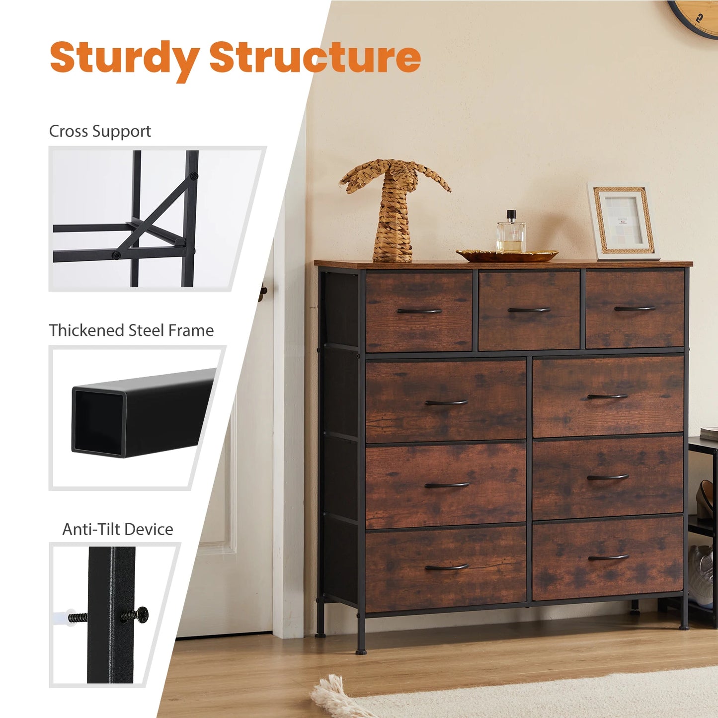 9-Drawer Fabric Dresser Organizer