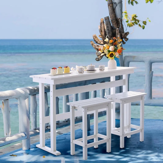 3-Piece HDPE Outdoor Bar Set with High Top Table & 2 Chairs