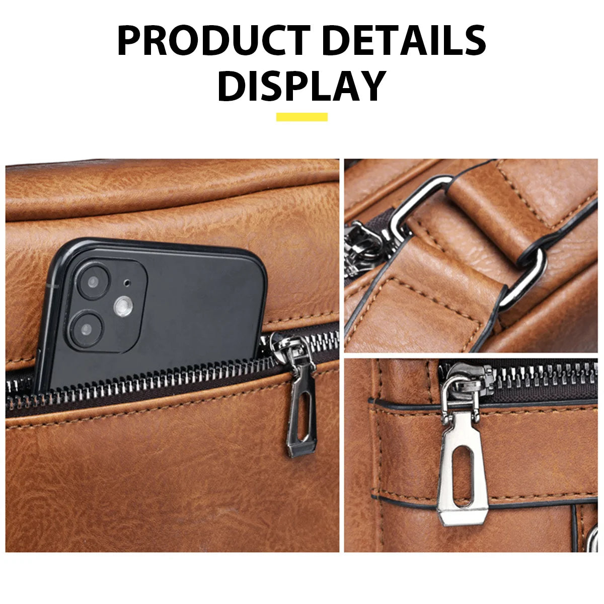 Men’s PU Leather Crossbody Messenger Bag for 9.7" iPad