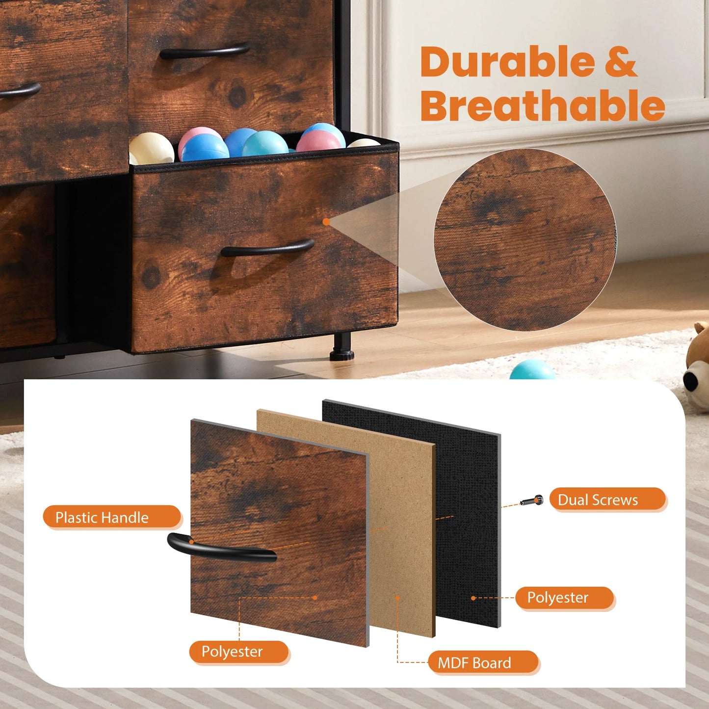 9-Drawer Fabric Dresser Organizer