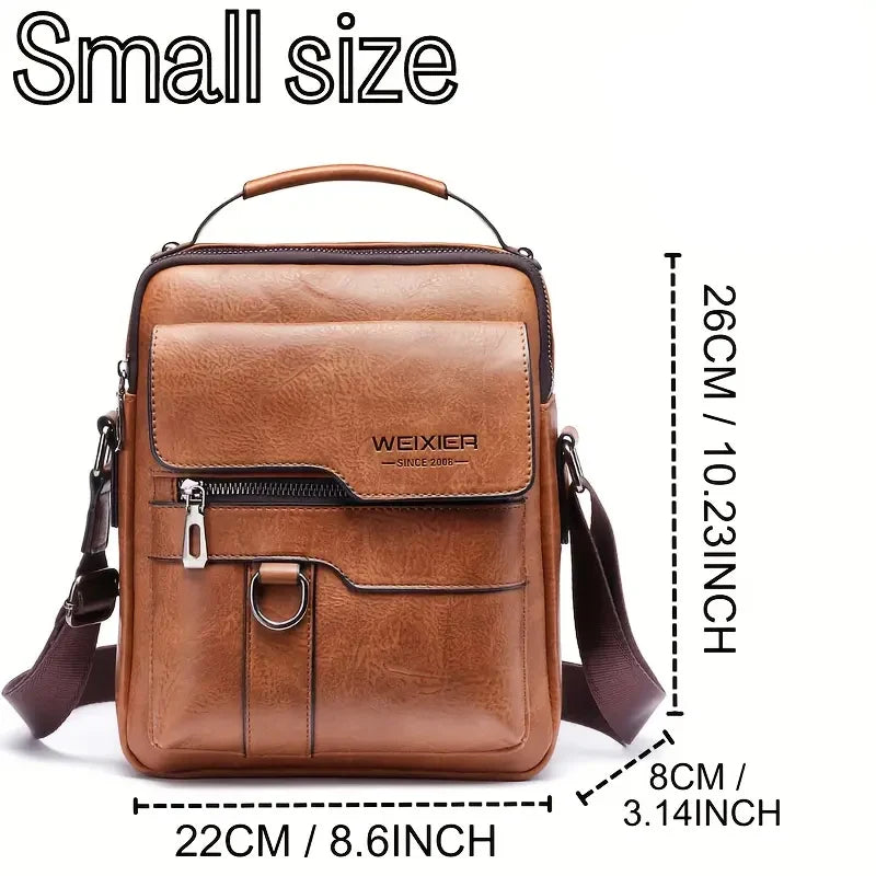 Men’s PU Leather Crossbody Messenger Bag for 9.7" iPad