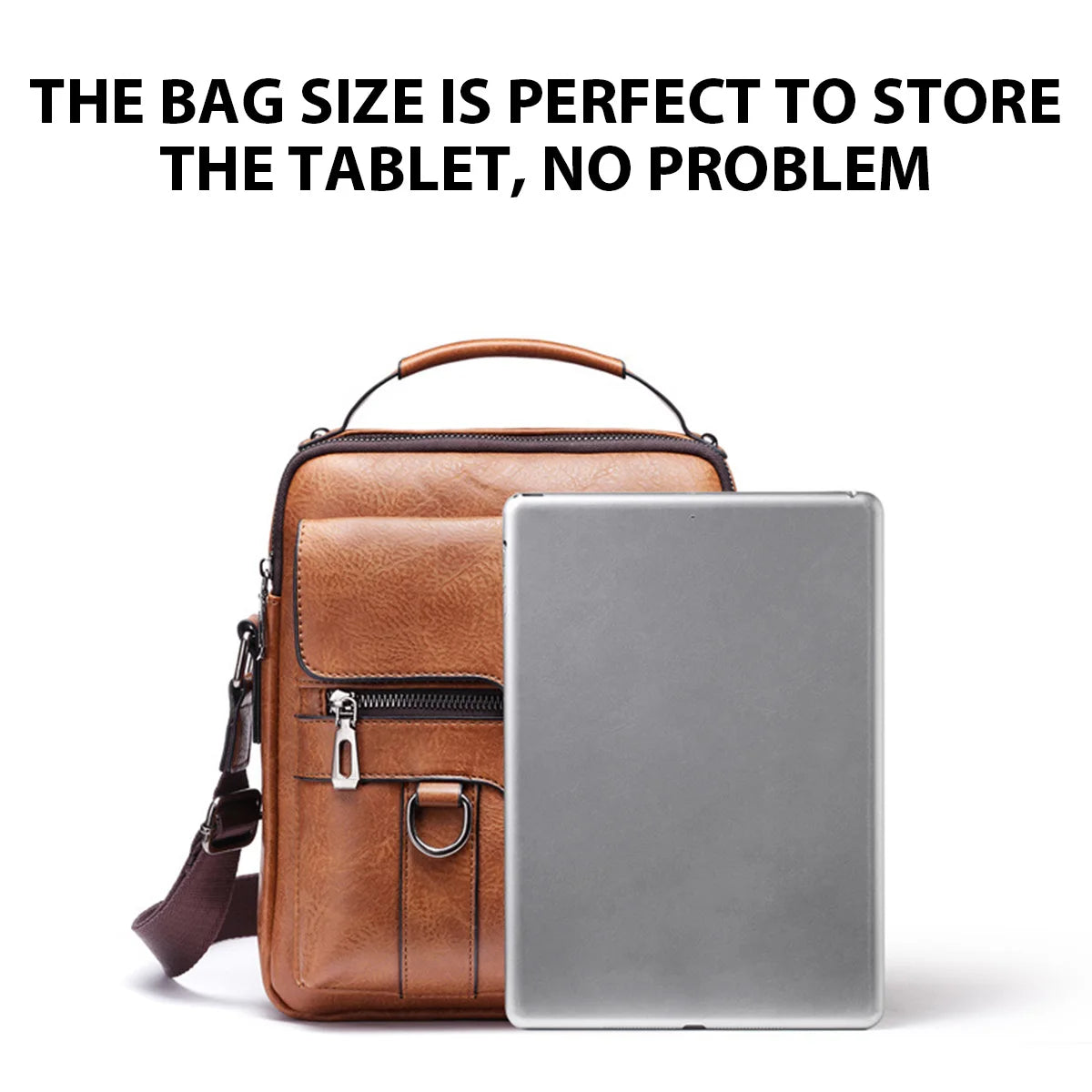Men’s PU Leather Crossbody Messenger Bag for 9.7" iPad
