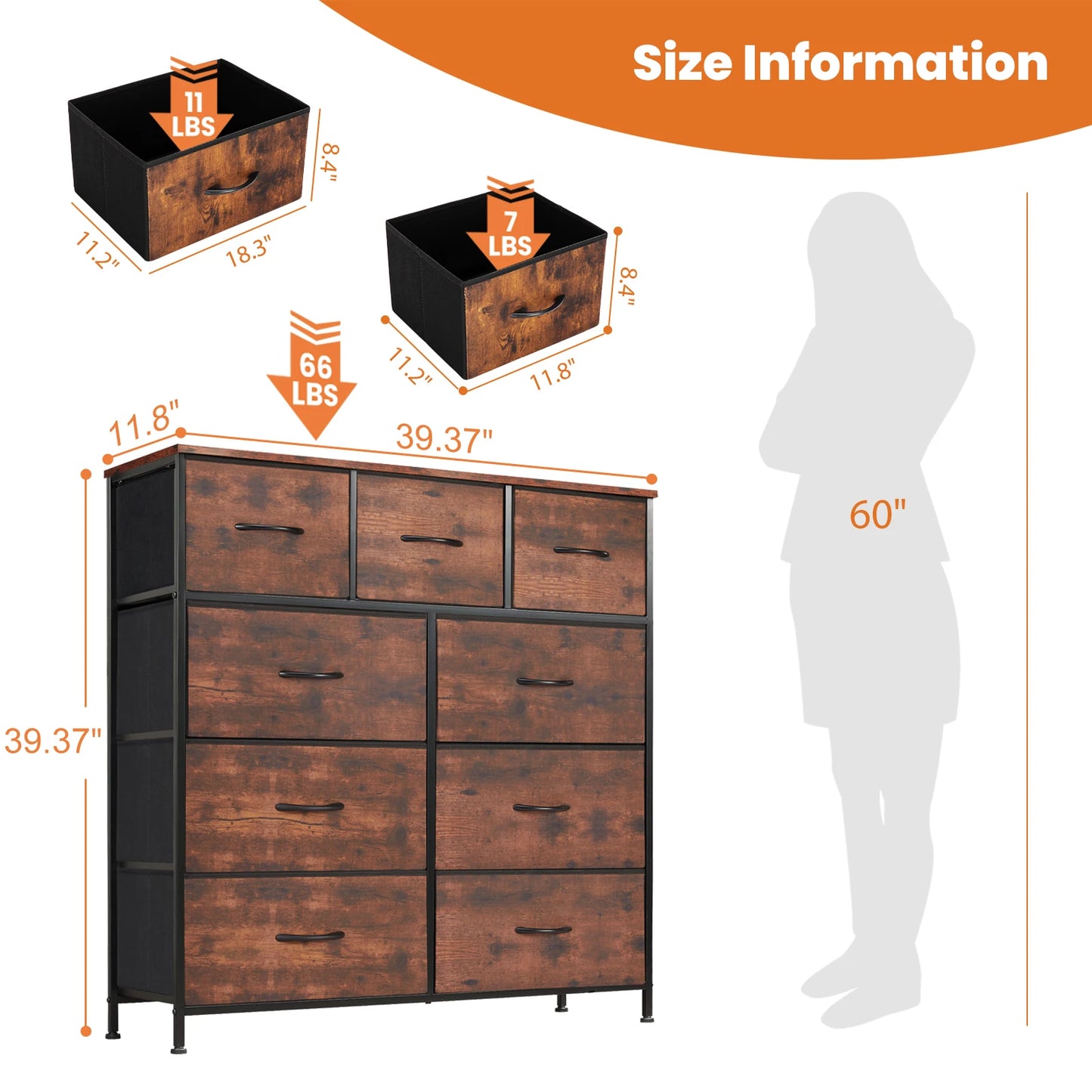9-Drawer Fabric Dresser Organizer