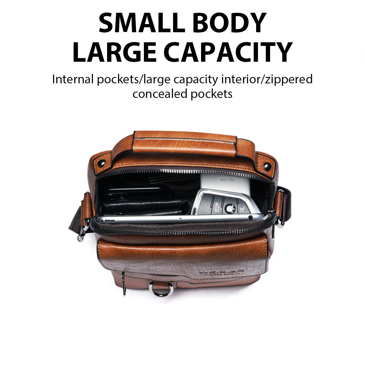 Men’s PU Leather Crossbody Messenger Bag for 9.7" iPad