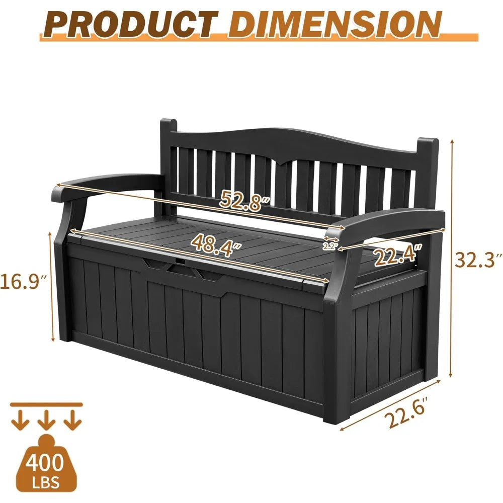 80-Gallon Black Lockable Deck Storage Bench